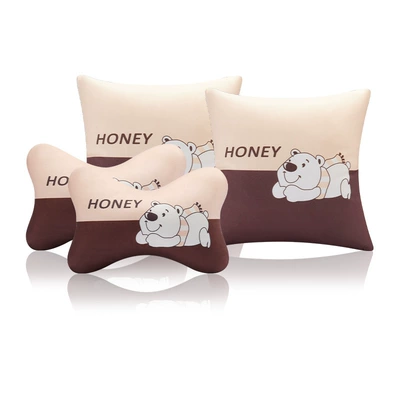 brand cartoon pillow quilt, Headrest - naughty-bear-pillow-four-piece-set-2-headrest-2-pillow
