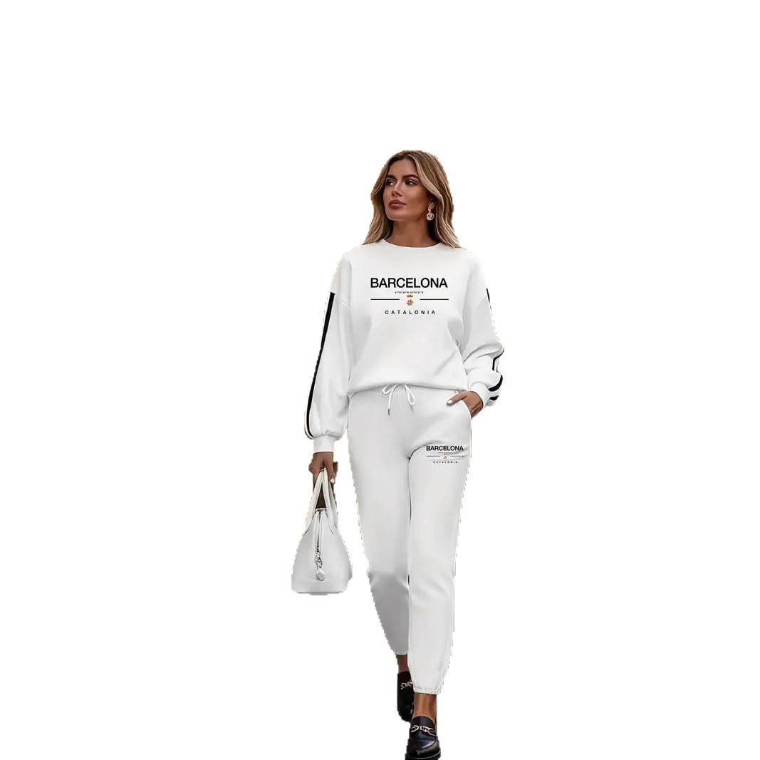 Women's Fleece Lined Suit Casual Sports Autumn Winter Davidson Fabric 250g Print_voghion.com