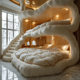 Family, Who Knows? Designer's Popular Cream-Style Children's Bunk Bed, Fabric Bed for Photo Check-In