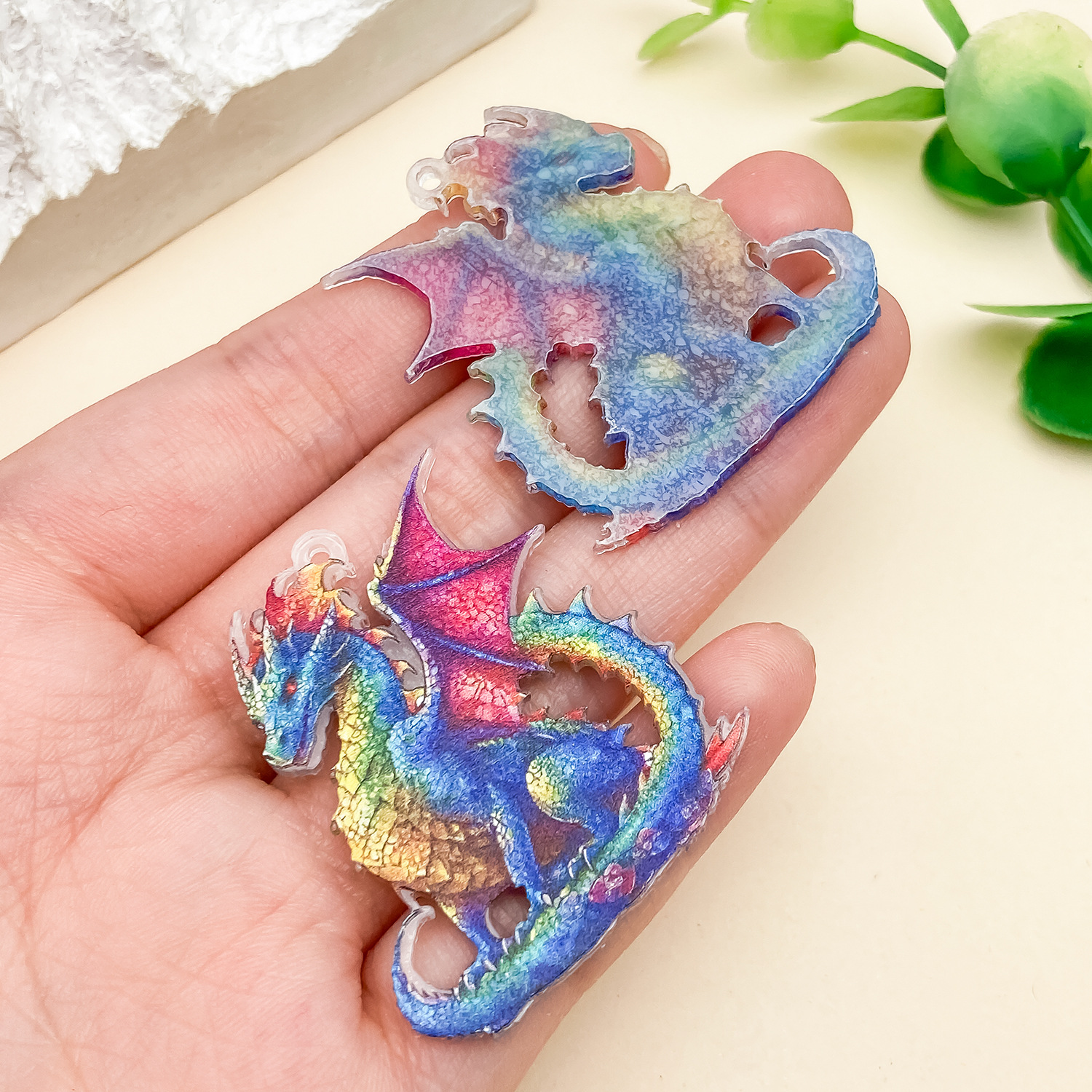 23940-QX-蓝色亚克力双面印花长尾恐龙39x36x2m