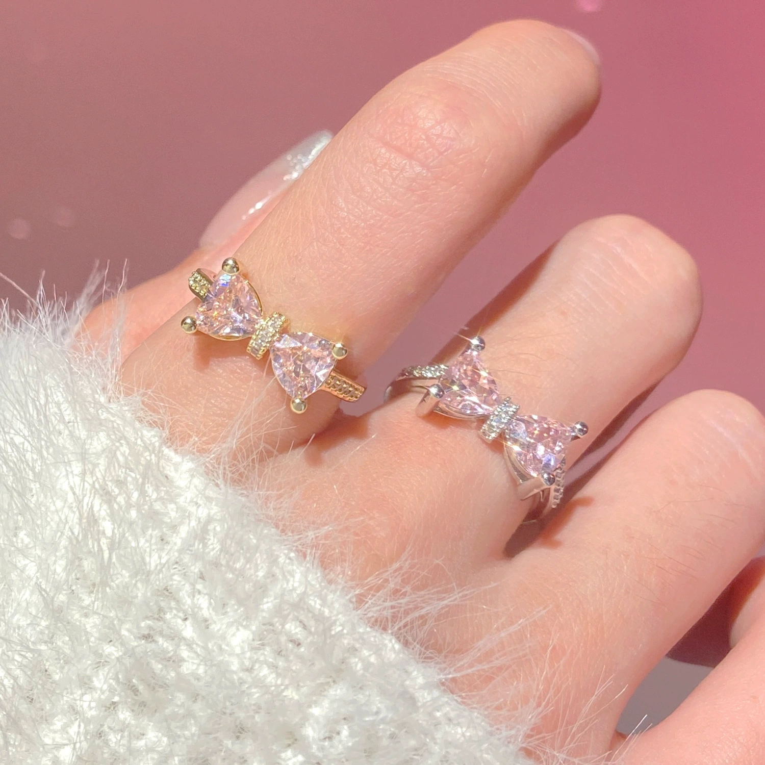 Брендовое маленькое кольцо с бантиком, стиль cute adjustable аксессуар, легкая роскошь, интернет-звезда, на указательный палец