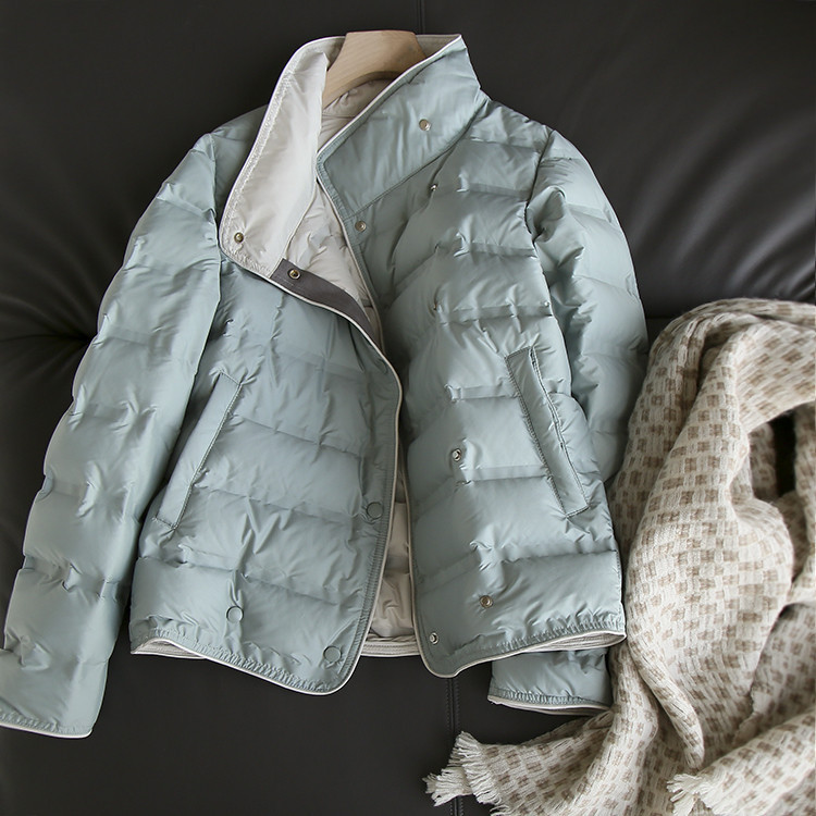 Korean Lightweight down Jacket for Women, Short Style, 2025 Autumn and Winter New Stand Collar, High Collar, Loose Casual Petite Coat, Trendy
