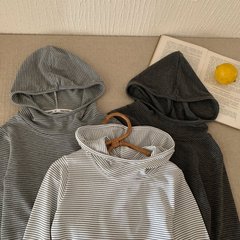 儿童连帽卫衣春秋童装男童韩版条纹打底衫宝宝小童大童上衣ins
