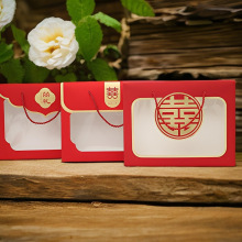 金葱磨砂手提结婚红色毛巾盒空盒婚礼庆寿双毛巾一体礼盒现货批发