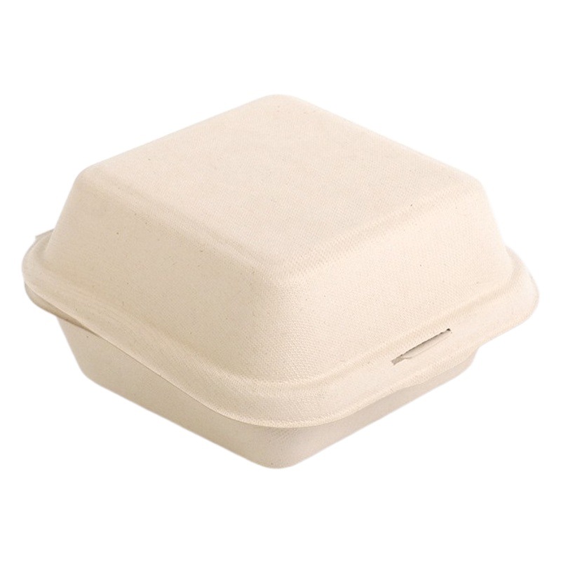 Caja de almuerzo de pulpa desechable Red Bento cake hamburguesa caja cuadrada caja de embalaje para llevar caja de embalaje en stock