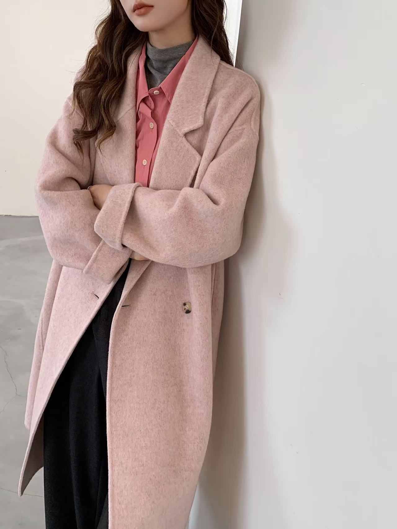 蘇力羊ラクダ美ラード高級感両面カシミヤコート女性24秋冬新作厚手ウールコート