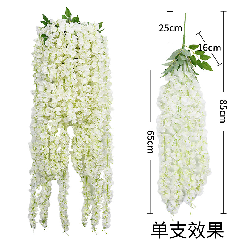 Flor de Wisteria artificial Flor de frijol rama Flor de frijol colgante boda falsa Flor de Wisteria decoración al por mayor Rama de Wisteria artificial