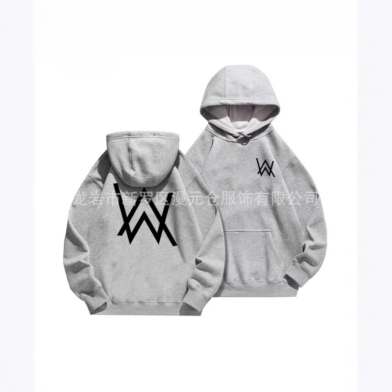 Alan Walker Style Dj Trendy Faded Autumn and Winter Hooded Sweatshirt for Men, Fleece-Lined Warm Base Layer