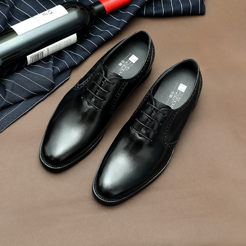 Scarpe oxford uomo in pelle formali stringate senza cuciture_voghion.com