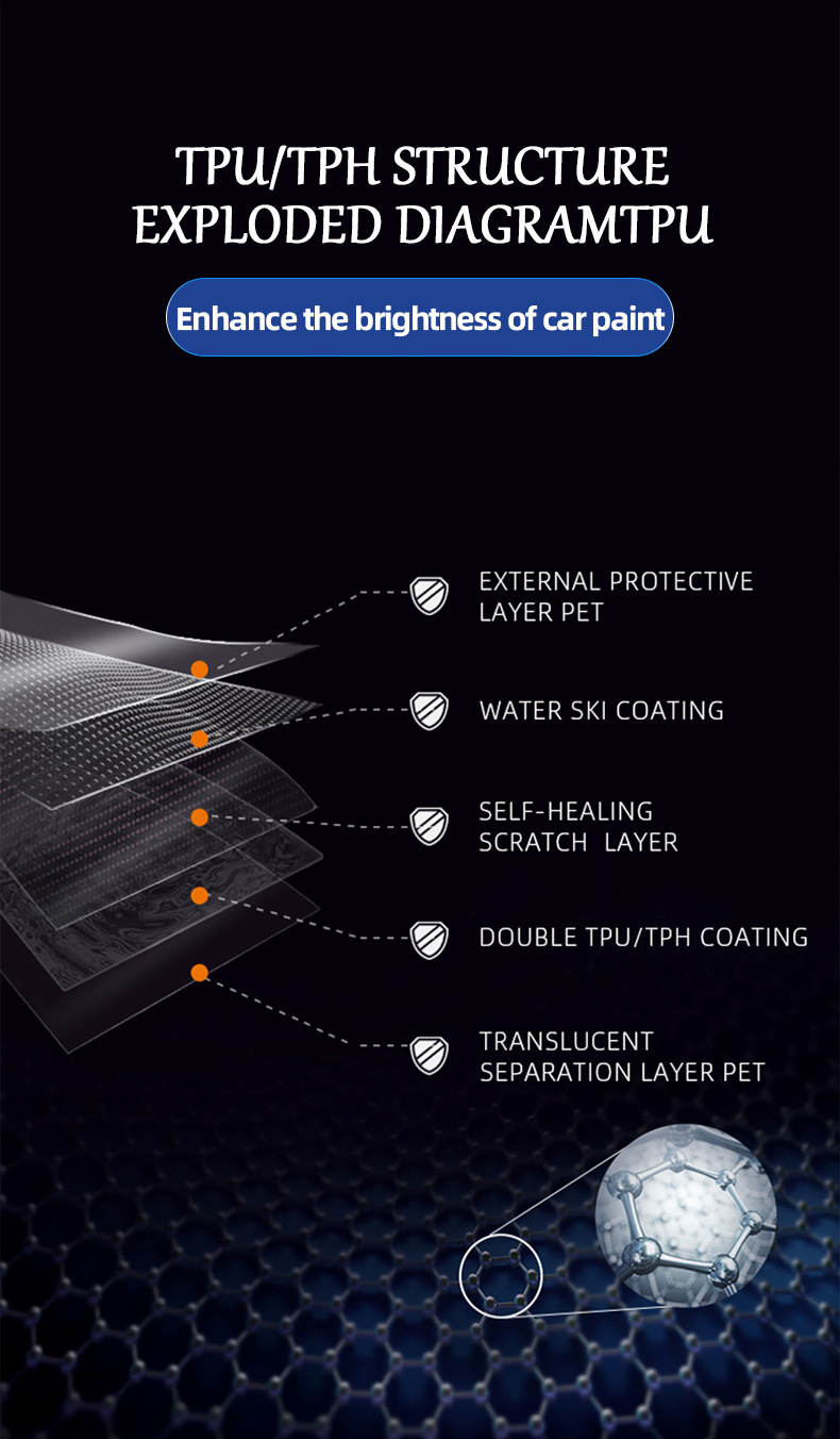 Cross-Border Wholesale Tpu Glossy Black Piano Black Car Paint Protective Film Ppf Bright Black Color Changing Car Clothing Polyethylene Lactide
