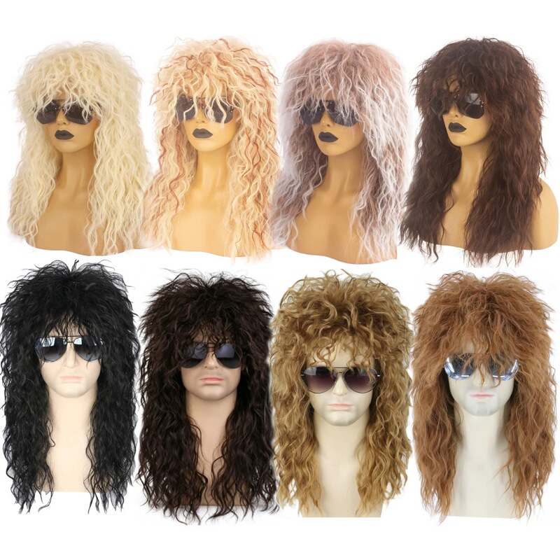 Amazon Cross-Border European and American Long Curly Hair Fluffy Afro Wig 80S Retro Punk Wig Halloween
