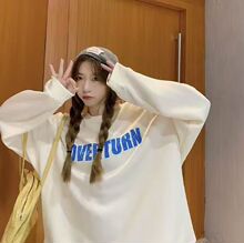 2025跨境外贸韩版加绒印花小众休闲情侣卫衣女ins慵懒风设计感T恤