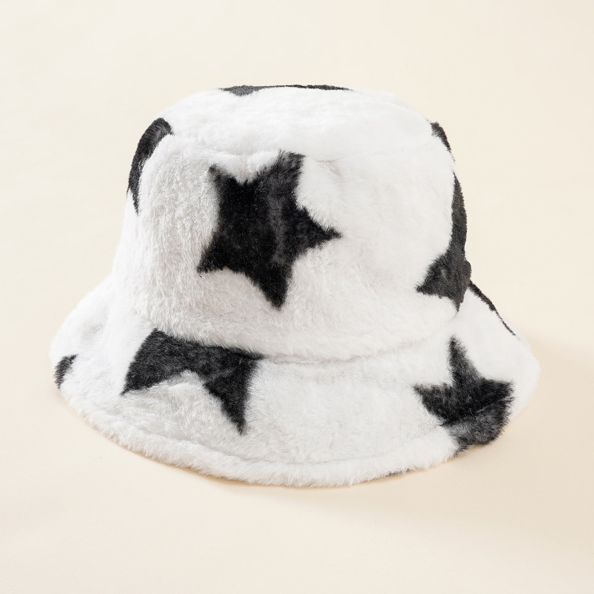 Sombrero de las mujeres de estilo coreano moda casual patrón de estrella de cinco puntas sombrero de pescador otoño e invierno cálido felpa cuenca sombrero moda