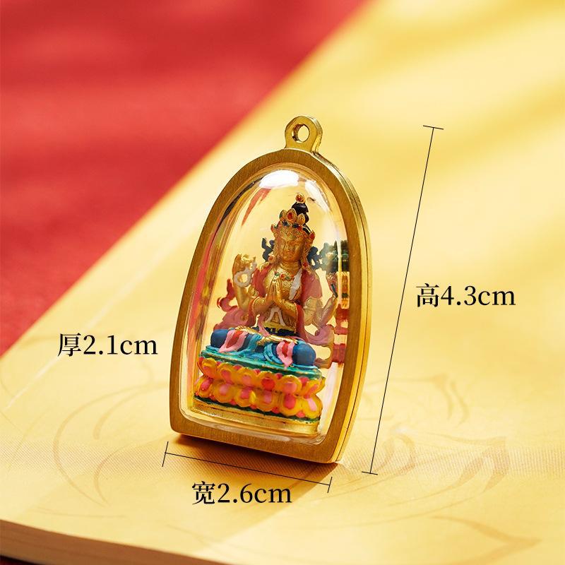 금상 닦아 GABU 상자 펜던트 상속 손으로 그린 삶 4 무장 GUANYIN 녹색 학위 어머니 노란색 신 부의 국가 스타일 THANGKA