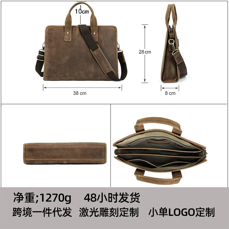 黑天使 Retro leather bag for leisure, 14inch, genuine leather