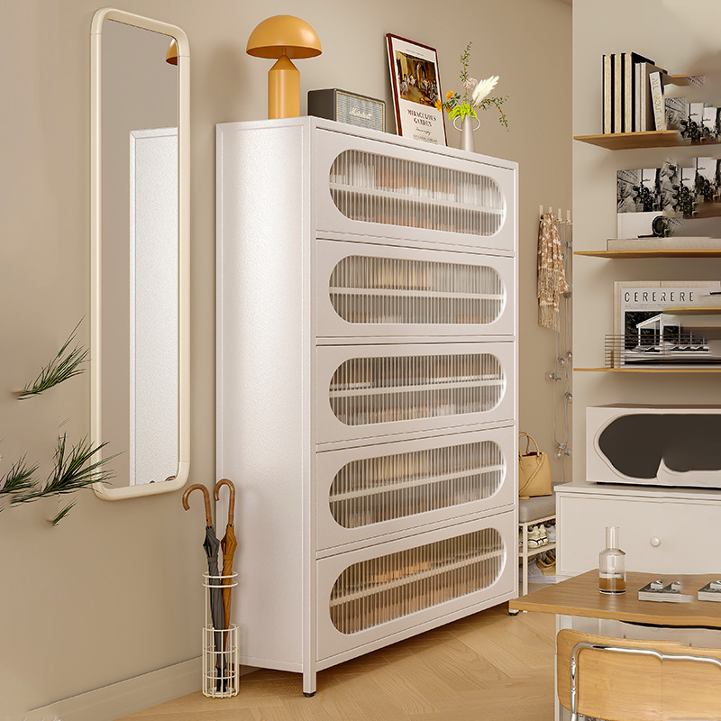 Zapatero de acero, armario de porche de entrada para el hogar, todo en uno contra la pared, balcón multifuncional, almacenamiento, almacenamiento, estante para zapatos de hierro forjado