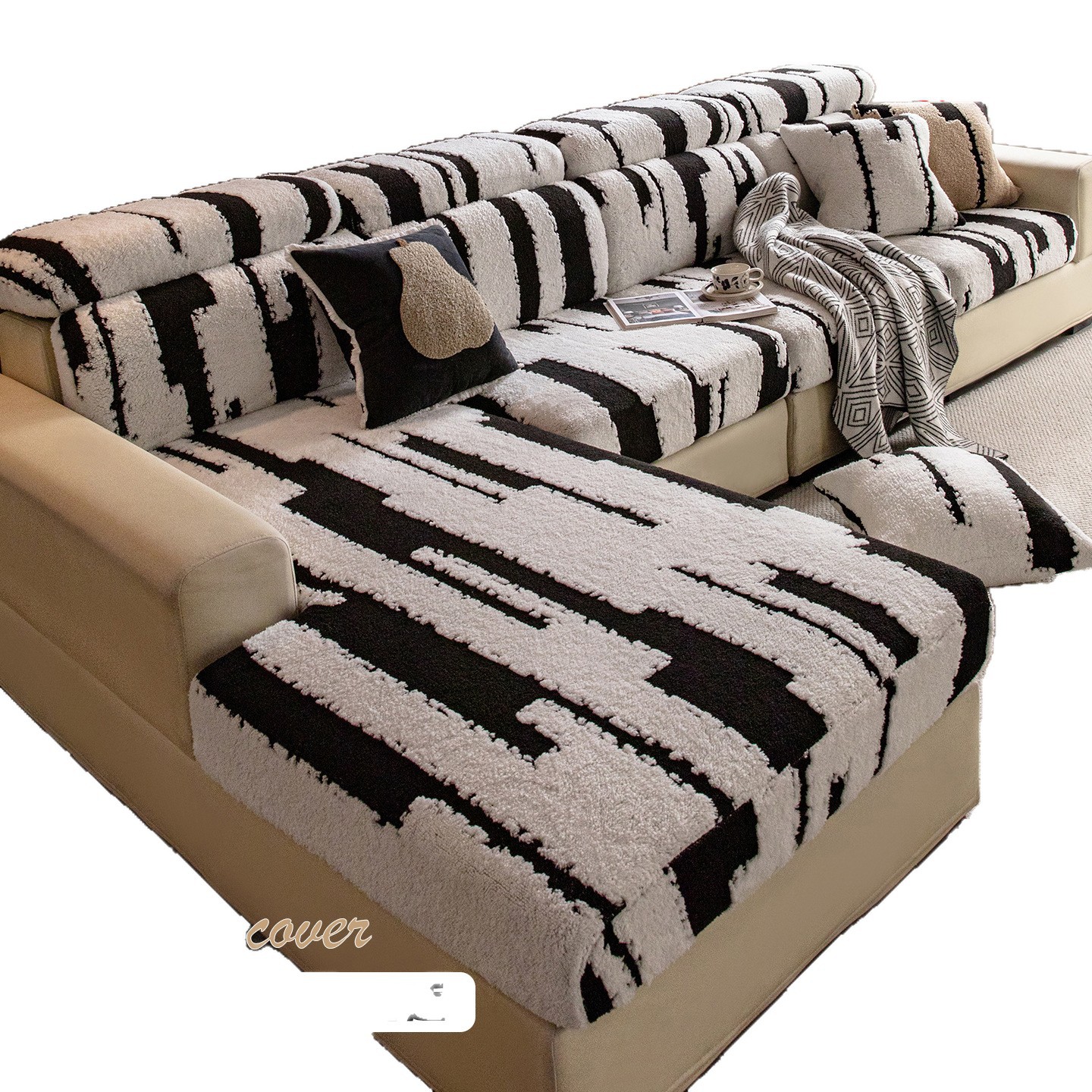 Toallas de sofá resistentes al desgaste de moda simple anti-gato rascar sensación de textura resistente a la suciedad no desplaza nueva cubierta de sofá de alto nivel no colapsar