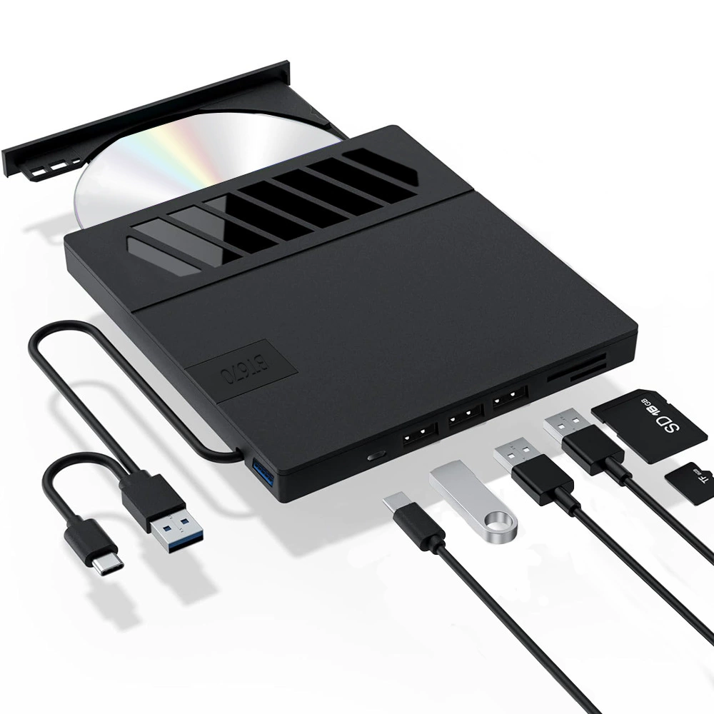 External ultra-thin recorder desktop laptop external optical drive card 7-in-1 multi-function dvd recorder