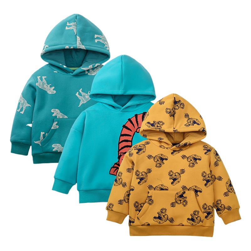 Ropa para niños al por mayor suéter forrado de lana para niños suéter compuesto de invierno de una pieza superior de terciopelo forrado de lana de dibujos animados cálido suéter para niños