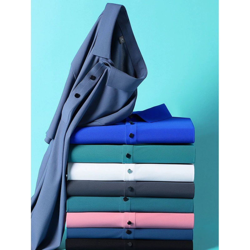 Легкая роскошная деловая повседневная мужская футболка с ледяным шелком поло с короткими рукавами мужская эластичная футболка с лацканом