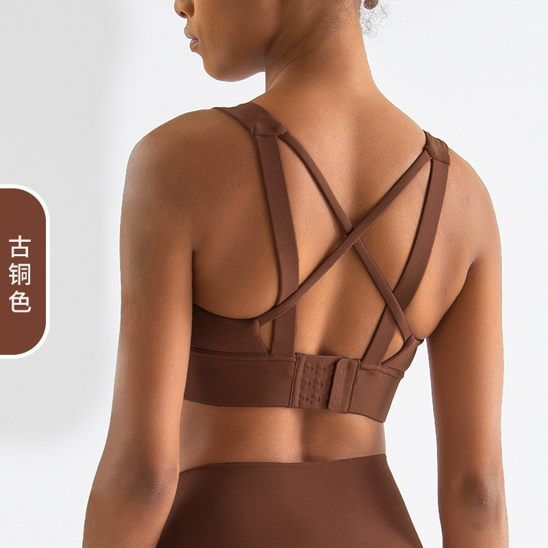 ropa interior deportiva personalizada fija cojín de pecho corrida amortiguamiento deportivo sujetador de acondicionamiento físico amortiguamiento convergente ropa interior de belleza cruzada espalda