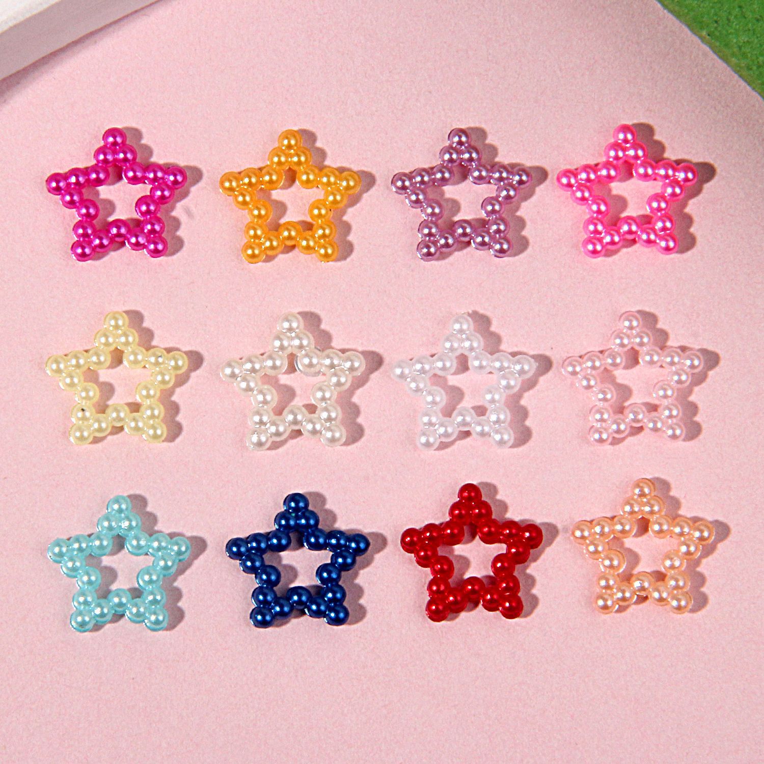 Artificial ABS perla hueco estrella de cinco puntas DIY crema teléfono móvil Shell material tocado accesorios fábrica ventas directas