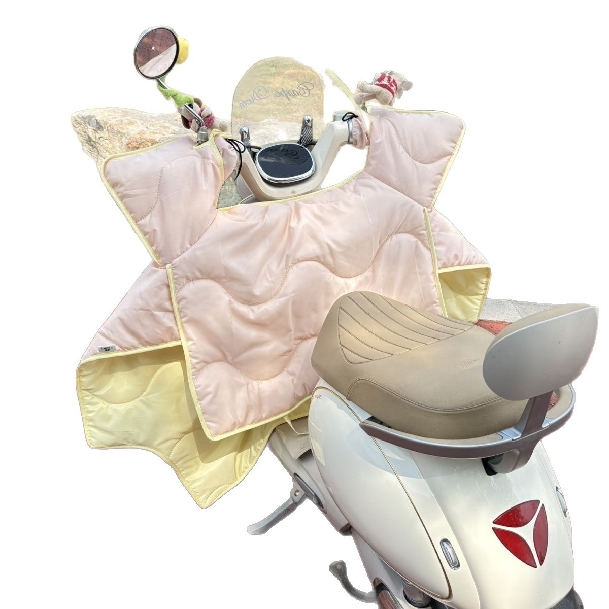 Leche Hu Hu coche eléctrico cubierta de viento de invierno universal cuatro estaciones grueso doble cara impermeable alargado cubierta de viento de tranvía lateral