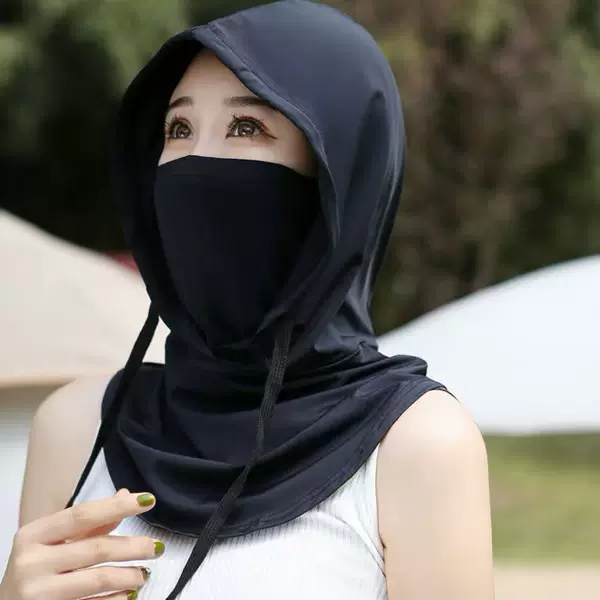 Sunscreen Mask Women's Summer Full Face 2025 New Ice Silk Anti-UV Driving Neck Protection Integrated Sunscreen Hat
