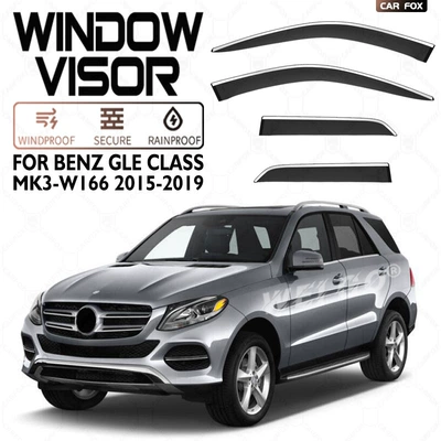 Suitable for Mercedes-Benz Gle Window Visor Rain Shield Rain Eyebrow Benz Gle Coupe Window Visor (Rain shield) - standard-packing-without-logo-mercedes-benz-gle-mk3-w166-2015-2019-plexiglas-with-bright-strips-rain-shield