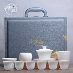薄款中式羊脂冰玉瓷茶具套装家用送礼玉瓷盖碗客厅白瓷茶杯泡茶器