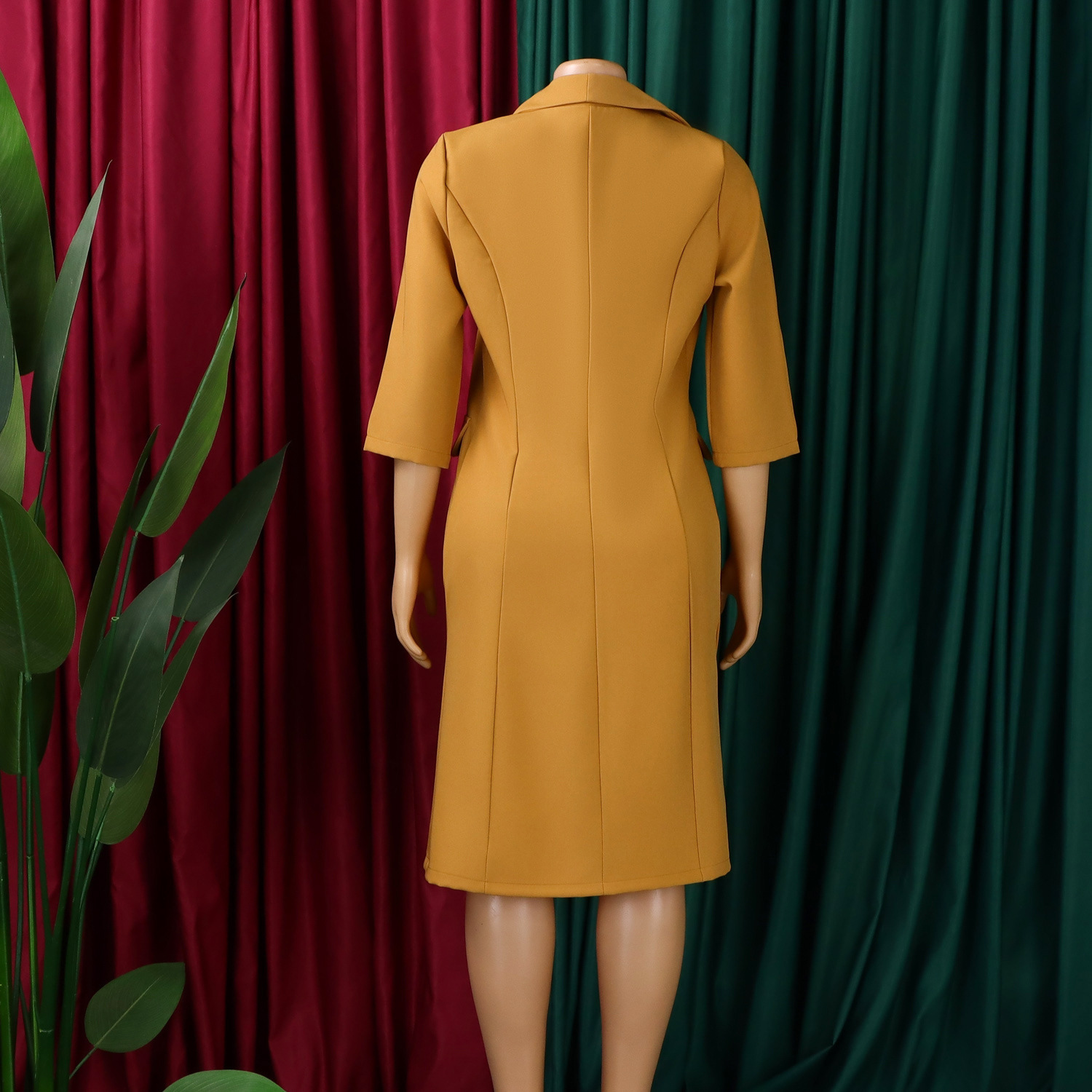 D610 European American Women's Elegant Stretch Slim Fit Solid Color Blazer And Camisole Dress Two-Piece African Fashion_ecoleips.com
