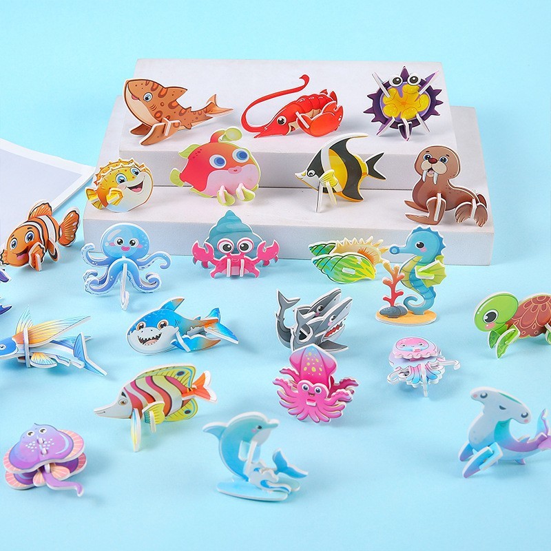 立体昆虫パズル diy 立体恐竜動物タンク手作りパズル子供のおもちゃ幼稚園ギフト|undefined