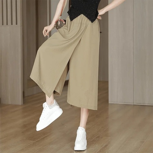 Skirt Pants Straight Leg Casual Pants Skirt 2024 Summer Multi-purpose Eight-Inch Pants Breathable High Waist Loose Multi-purpose Cool Feeling Wide Leg Pants 