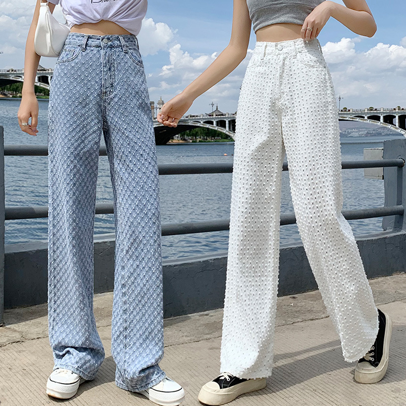 2021 Design Sense Cave Eclipse Jeans Women's Summer New Thin High Waist Loose Pants Wide Legs Dragging Pants