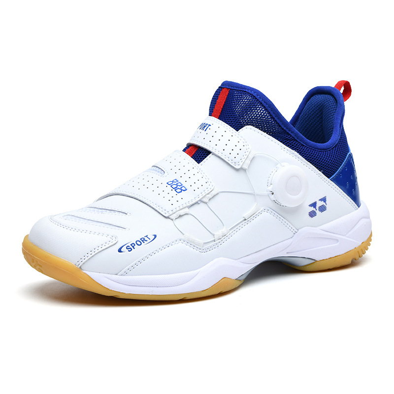 Venta al por mayor zapatos de bádminton para hombres y mujeres profesionales antideslizantes resistentes al desgaste transpirable botón giratorio Placa de carbono entrenamiento de competencia para niños