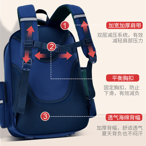 New British-style schoolbag for primary school students, lightweight and burden-reducing large-capacity children's schoolbag and backpack for boys in grades 1-3-6