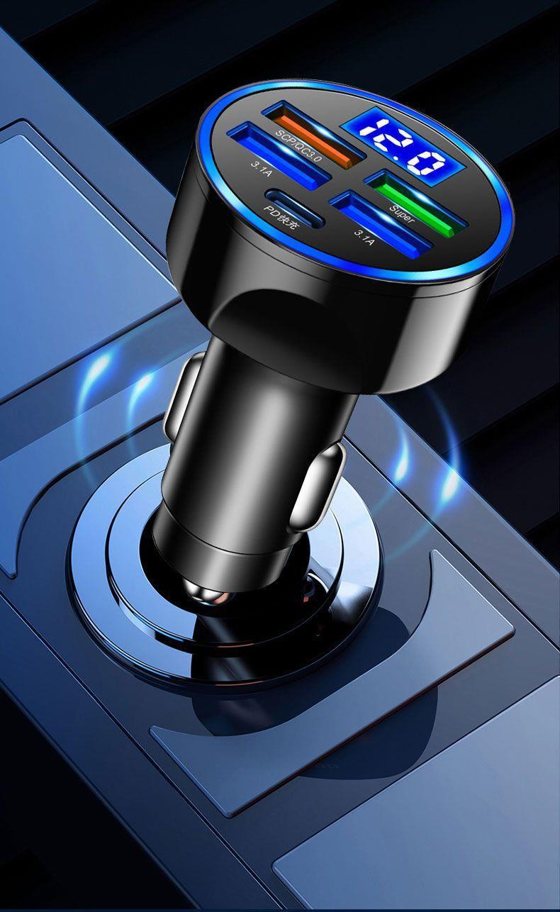 Car Converter Car Mobile Phone Charger One to Three Five USB Converter Cigarette Lighter Pd Super Flash Charging