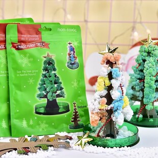 Cross-Border DIY Early Education Science Experiment Paper Tree Will Bloom Crystal Magic Christmas Tree Christmas Decoration Ornaments