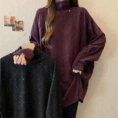 大码双面德绒满天星高领打底衫女2025秋冬季新款宽松长袖保暖上衣