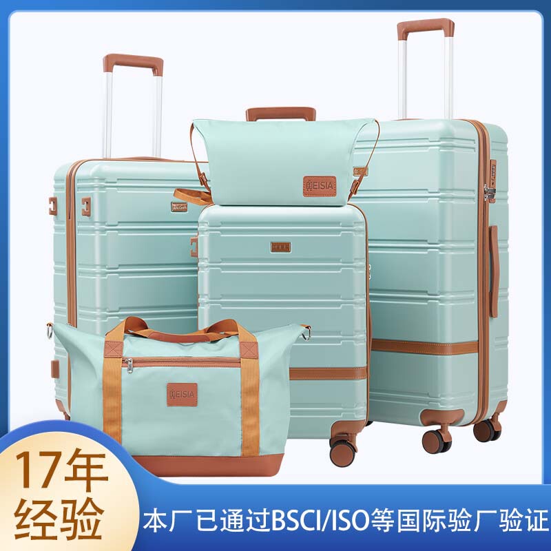 New Cross-Border Spot Hard Shell Large Capacity Trolley Case Set Abs Silent Wheel Customs Code Lock Suitcase
