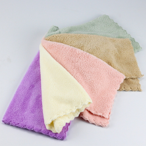 Pack of 5 coral velvet card towels, household rags, small towels, water-absorbent children's face wash coral velvet square towels