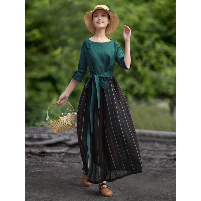 Autumn retro elegant ethnic long skirt