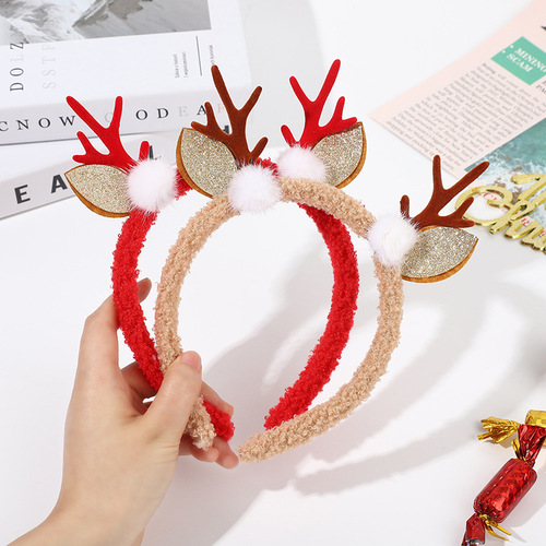 Cross-border Christmas antler headband, cartoon plush elk headband, Christmas party decoration headband, antler headband