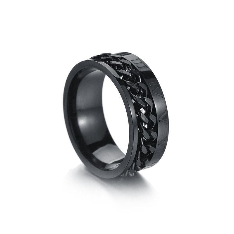 Simple Style Roman Numeral Chains Print Titanium Steel Plating Men's Rings display picture 4