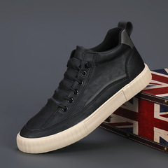 Men's Shoes 2024 Spring New Model Men's High-Top Leather Shoes Korean Style Trendy Casual Matchable Shoes for Men Spring and Autumn Board Shoes Trendy Shoes