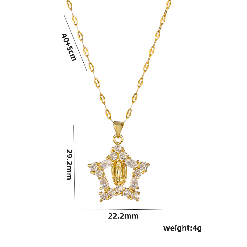 Titanium Steel Simple Style Human Star Oval Plating Inlay Zircon Pendant Necklace display picture 4