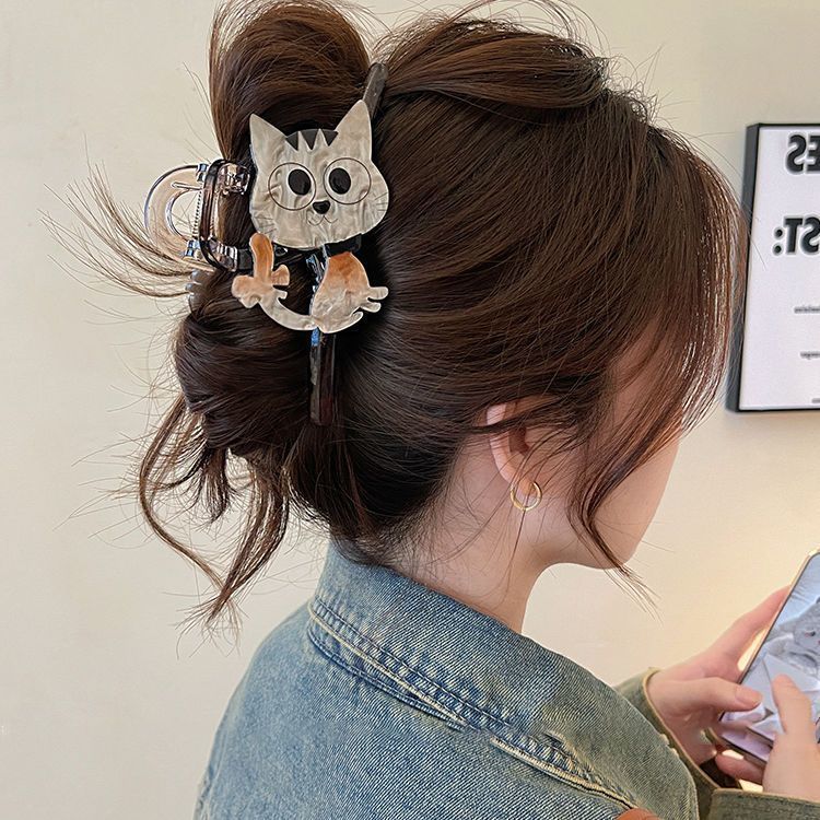萌趣可爱发夹小熊抓夹女2025新款高级感鲨鱼夹发夹后脑勺盘发头饰|undefined
