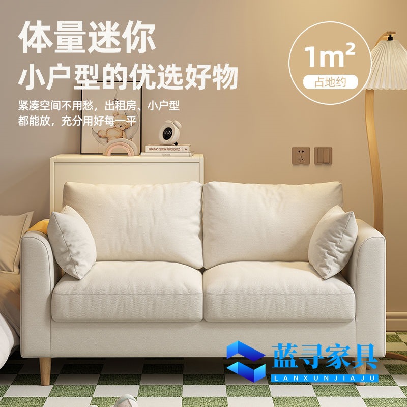 Sofa for Small Apartments, Nordic Simple Modern Bedroom Rental Room, Simple Internet Celebrity Double or Three-Person Living Room Fabric Sofa