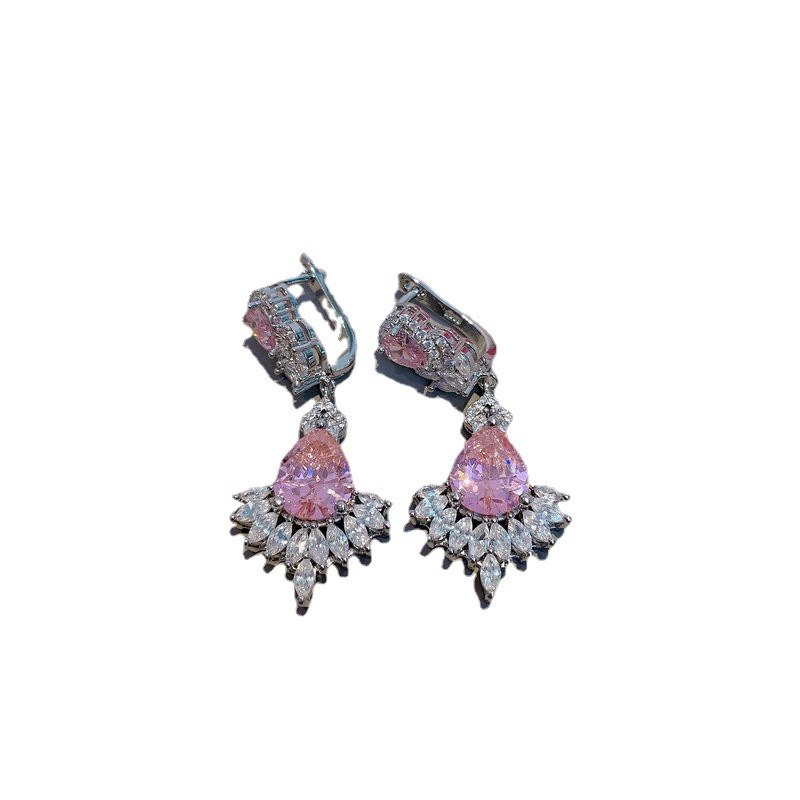 Серьги, цирконий, набор, с камнем, образец золота 750