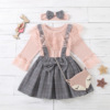 Suspenders suitable for men and women with bow, lace skirt, set, suitable for import, children's clothing, European style, lace dress